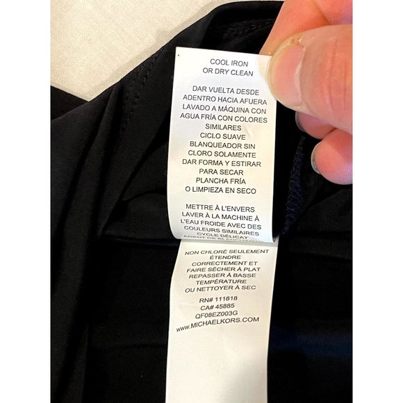 Michael Kors Women Shift Midi Dress Round Neck Back Zip 3/4 Sleeve Black Size M - Picture 12 of 12